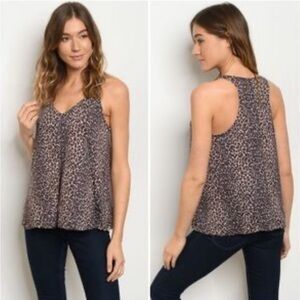 Mustard Seed Leopard Print Racerback Tank Top.  Sz M
